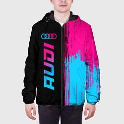 Куртка с капюшоном мужская Audi - neon gradient: по-вертикали, цвет: 3D-черный — фото 2