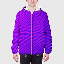 Куртка с капюшоном мужская Фиолетовые линии, цвет: 3D-белый — фото 2