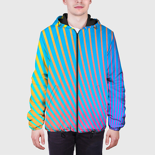 Мужская куртка Абстрактные линии / 3D-Черный – фото 3