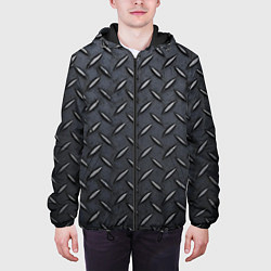 Куртка с капюшоном мужская Стальное противоскользящее покрытие - текстура, цвет: 3D-черный — фото 2