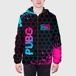Куртка с капюшоном мужская PUBG - neon gradient: надпись, символ, цвет: 3D-черный — фото 2