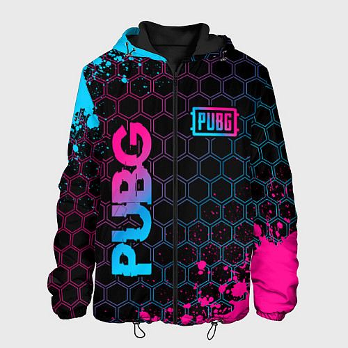 Мужская куртка PUBG - neon gradient: надпись, символ / 3D-Черный – фото 1