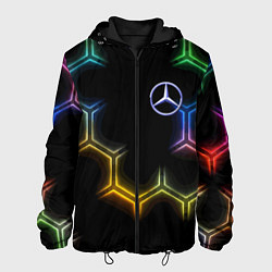 Куртка с капюшоном мужская Mercedes - neon pattern, цвет: 3D-черный