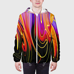 Куртка с капюшоном мужская Абстракция сияние, цвет: 3D-белый — фото 2