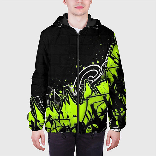 Мужская куртка Яркое граффити на черной стене / 3D-Черный – фото 3