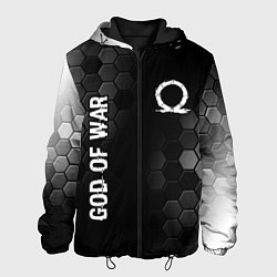 Куртка с капюшоном мужская God of War glitch на темном фоне: надпись, символ, цвет: 3D-черный