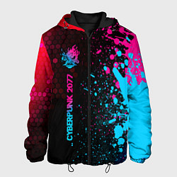 Мужская куртка Cyberpunk 2077 - neon gradient: по-вертикали