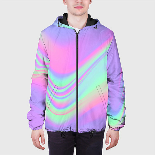 Мужская куртка Цветные волны / 3D-Черный – фото 3