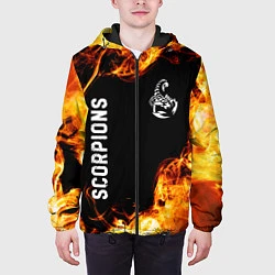 Куртка с капюшоном мужская Scorpions и пылающий огонь, цвет: 3D-черный — фото 2