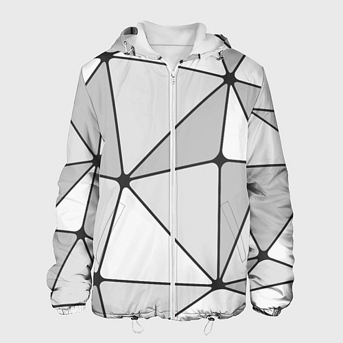 Мужская куртка Геометрические линии на сером фоне / 3D-Белый – фото 1