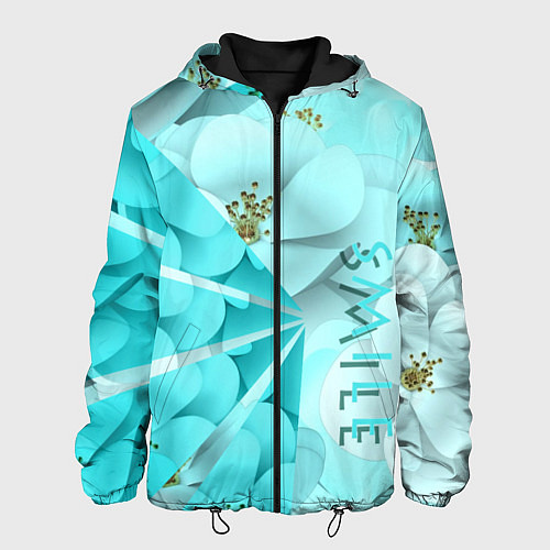 Мужская куртка Нежный цветочный smile / 3D-Черный – фото 1