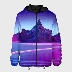 Куртка с капюшоном мужская Neon mountains - Vaporwave, цвет: 3D-черный