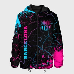 Куртка с капюшоном мужская Barcelona - neon gradient: надпись, символ, цвет: 3D-черный