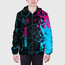 Куртка с капюшоном мужская Watch Dogs - neon gradient: по-вертикали, цвет: 3D-черный — фото 2