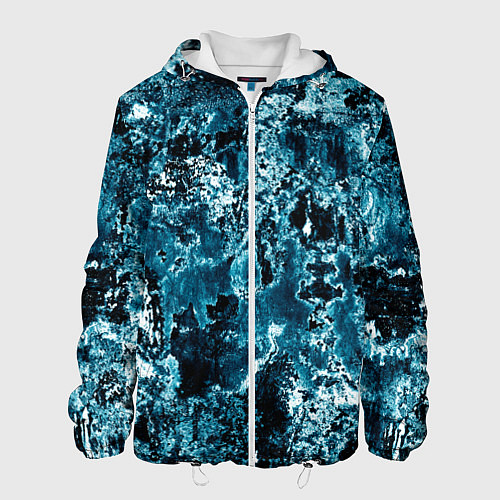 Мужская куртка Гранж - абстрактные синие разводы / 3D-Белый – фото 1