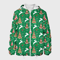 Куртка с капюшоном мужская Рождественские кролики, цвет: 3D-белый