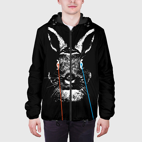 Мужская куртка Черный кролик стреляет лазерами из глаз / 3D-Черный – фото 3