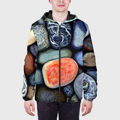 Мужская куртка Цветные камушки / 3D-Черный – фото 3