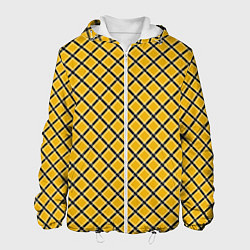 Куртка с капюшоном мужская Черно-желтый клетчатый узор, цвет: 3D-белый