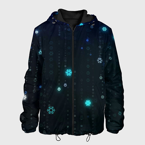 Мужская куртка Неоновый дождик из снежинок / 3D-Черный – фото 1