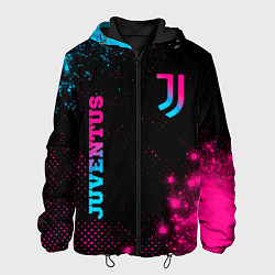 Куртка с капюшоном мужская Juventus - neon gradient: надпись, символ, цвет: 3D-черный