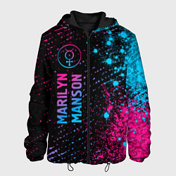Куртка с капюшоном мужская Marilyn Manson - neon gradient: по-вертикали, цвет: 3D-черный