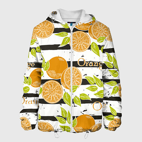 Мужская куртка Апельсины на чёрно-белом фоне / 3D-Белый – фото 1
