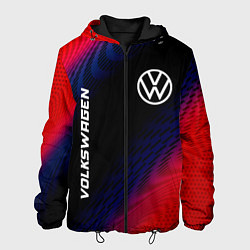 Куртка с капюшоном мужская Volkswagen красный карбон, цвет: 3D-черный