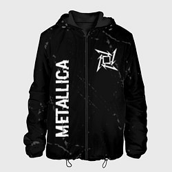 Куртка с капюшоном мужская Metallica glitch на темном фоне: надпись, символ, цвет: 3D-черный
