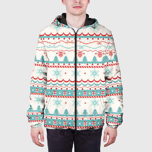 Мужская куртка Новогодний свитер, но без оленей / 3D-Черный – фото 3