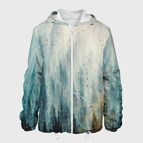 Мужская куртка Абстрактные водянистые паттерны и краски / 3D-Белый – фото 1