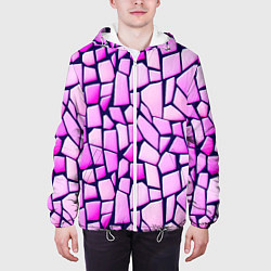 Куртка с капюшоном мужская Абстрактная мозаика - паттерн, цвет: 3D-белый — фото 2