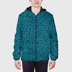 Куртка с капюшоном мужская Водяные волны - паттерн, цвет: 3D-черный — фото 2