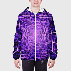 Куртка с капюшоном мужская Фантастические фиолетовые лучи, цвет: 3D-белый — фото 2