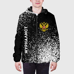 Куртка с капюшоном мужская Журналист из России и герб РФ: надпись, символ, цвет: 3D-черный — фото 2
