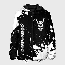 Куртка с капюшоном мужская Disturbed и рок символ на темном фоне, цвет: 3D-черный