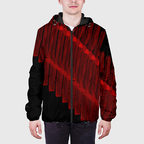 Мужская куртка Красный маркер / 3D-Черный – фото 3