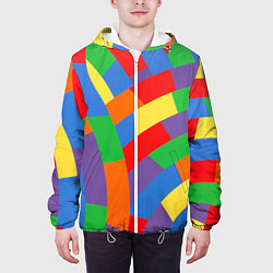 Куртка с капюшоном мужская Разноцветные текстуры и паттерны, цвет: 3D-белый — фото 2