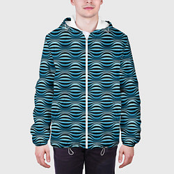 Куртка с капюшоном мужская Объёмные полосы - оптическая иллюзия, цвет: 3D-белый — фото 2
