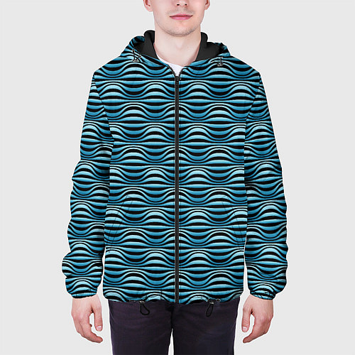 Мужская куртка Объёмные полосы - оптическая иллюзия / 3D-Черный – фото 3