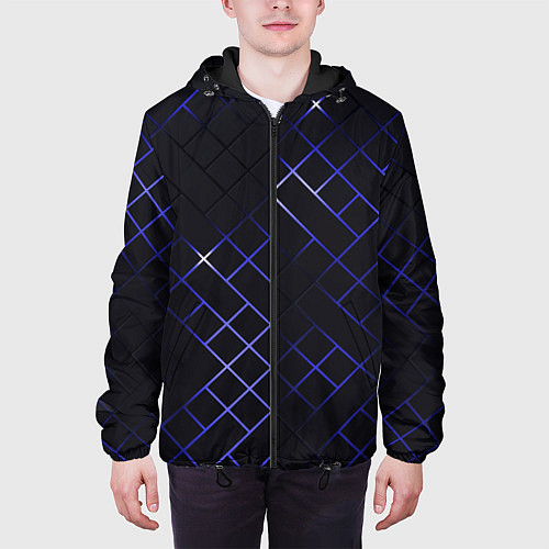 Мужская куртка Неоновые ромбы - текстура / 3D-Черный – фото 3
