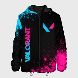 Куртка с капюшоном мужская Valorant - neon gradient: надпись, символ, цвет: 3D-черный