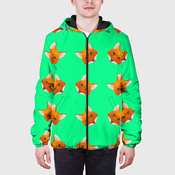 Куртка с капюшоном мужская Эстетика Полигональные лисы, цвет: 3D-черный — фото 2