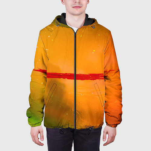Мужская куртка Оранжевый туман и красная краска / 3D-Черный – фото 3