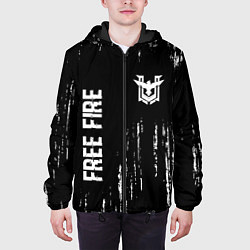 Куртка с капюшоном мужская Free Fire glitch на темном фоне: надпись, символ, цвет: 3D-черный — фото 2