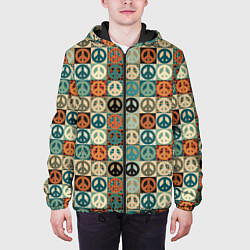 Куртка с капюшоном мужская Peace symbol pattern, цвет: 3D-черный — фото 2