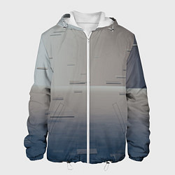 Куртка с капюшоном мужская Космос и абстрактные стёкла, цвет: 3D-белый