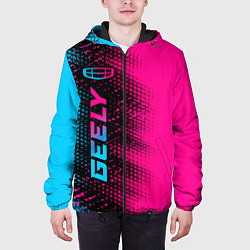 Куртка с капюшоном мужская Geely - neon gradient: по-вертикали, цвет: 3D-черный — фото 2