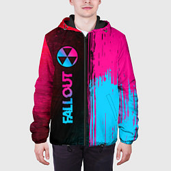 Куртка с капюшоном мужская Fallout - neon gradient: по-вертикали, цвет: 3D-черный — фото 2