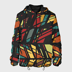 Куртка с капюшоном мужская Абстракция в разноцветных линиях, цвет: 3D-черный